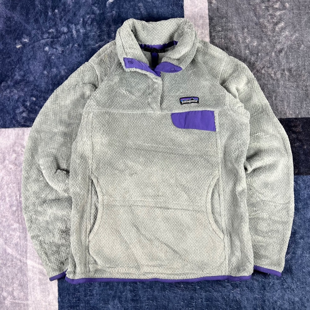 Patagonia Womens Re-Tool Snap-T Fleece Pullover Gray Purple Small 25442